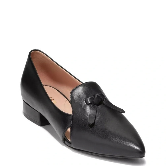 NEW Cole Haan Women's Viola Skimmer Black Leather Flats Size 9 B - Picture 1 of 7
